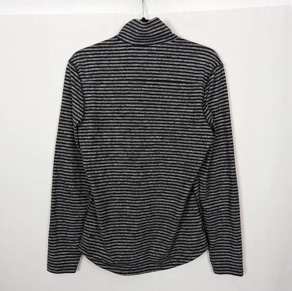 Lululemon Men M Surge Warm 1/2 ZipRaven Stripe Black Heathered Black Athletic